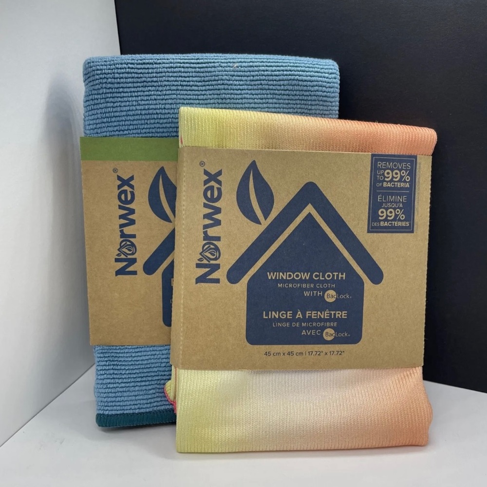 Norwex Basic Package EnviroCloth Teal w/Dark Trim + Window Cloth Multi Color New